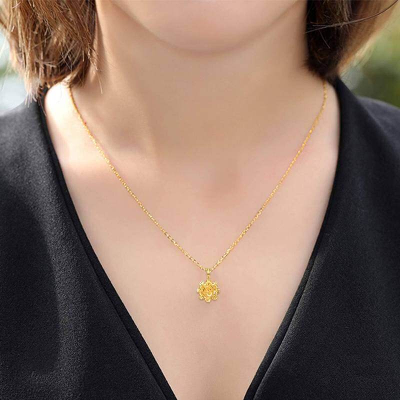 Collier pendentif marguerite en or rose 18 carats-2