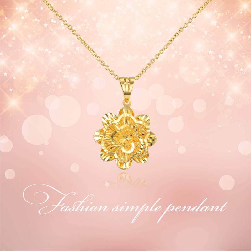Collier pendentif marguerite en or rose 18 carats-3