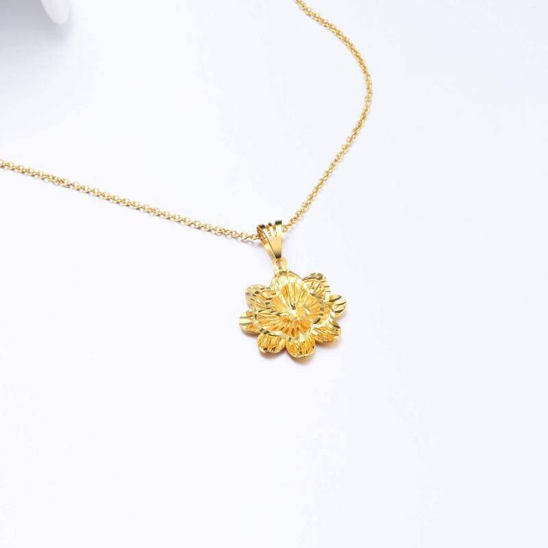 Collier pendentif marguerite en or rose 18 carats-5