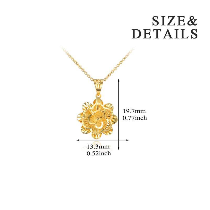 Collier pendentif marguerite en or rose 18 carats-6
