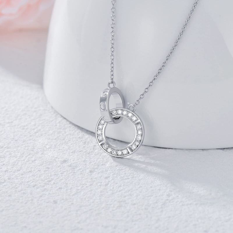 Halskette mit Diamantkugelanhänger aus 18-karätigem Weißgold-3