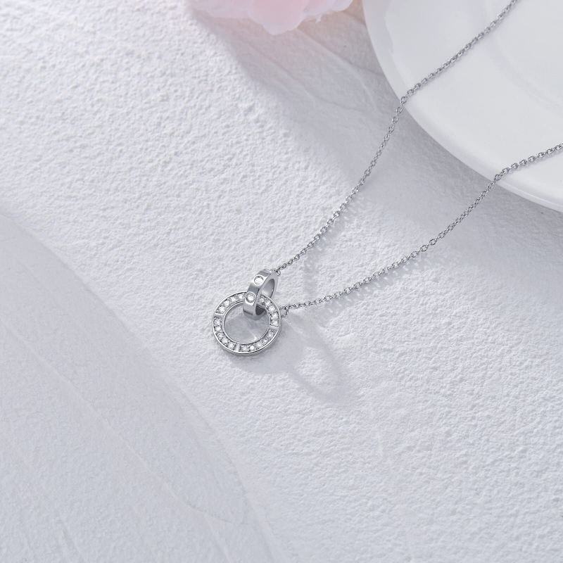 Halskette mit Diamantkugelanhänger aus 18-karätigem Weißgold-4