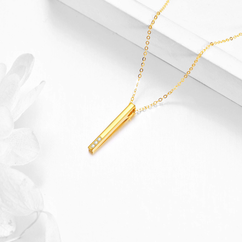 14K Gold Diamond Bar Necklace-4