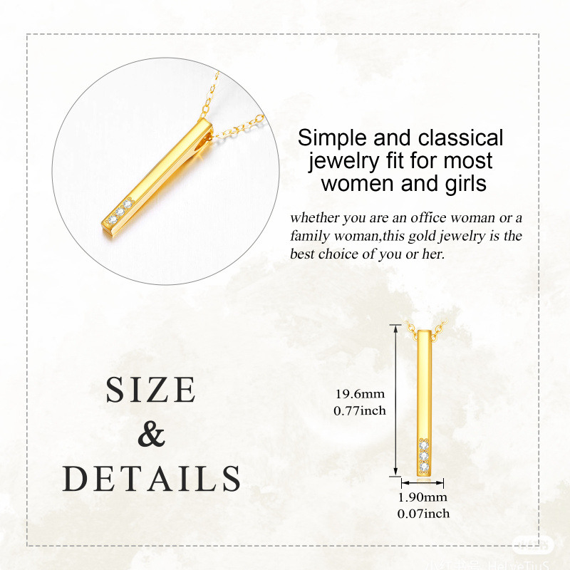 14K Gold Diamond Bar Necklace-5