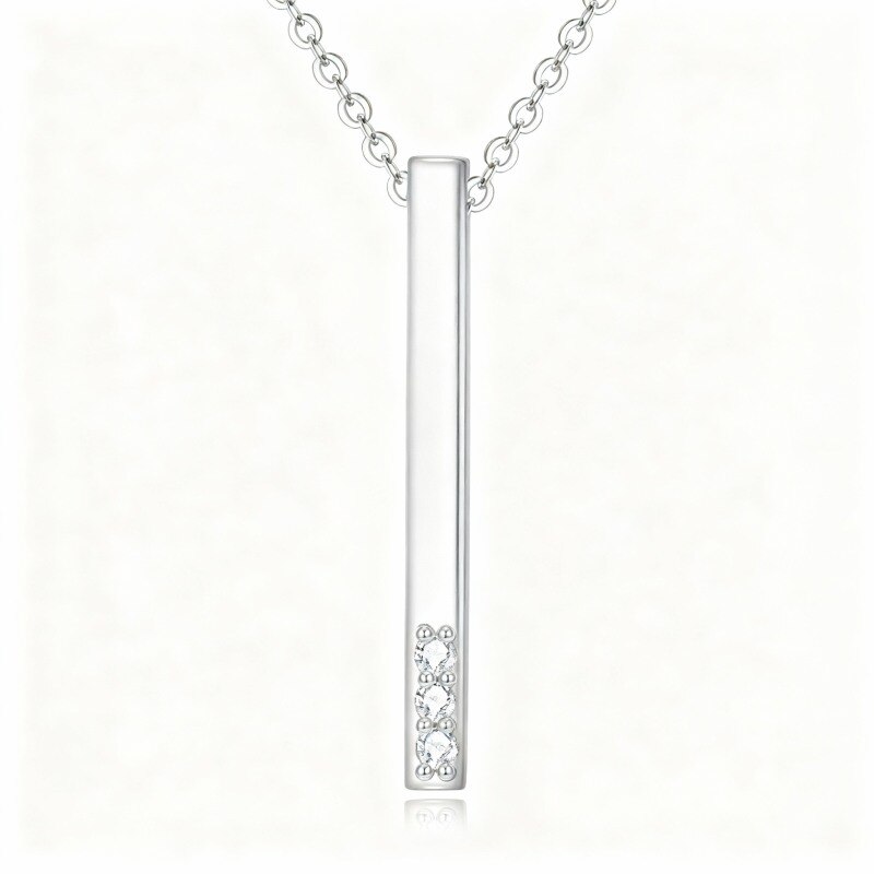 Collier barrette en or blanc 10 carats serti de diamants-1