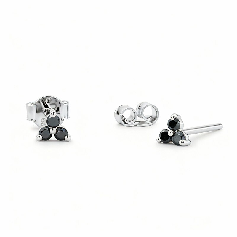 Kolczyki z białego złota 14K z diamentami i czarną mambą-1