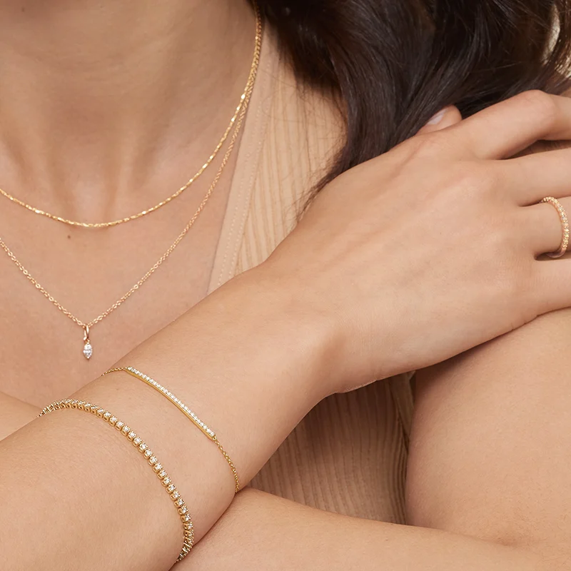 Bransoletka ze złota 10K z diamentami o masie 1/4 ct-2