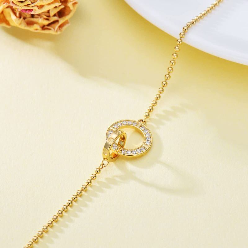 Pulsera con dije circular de oro de 14 quilates y diamantes-5