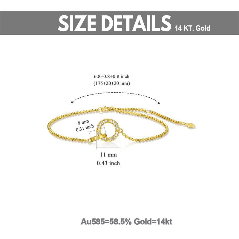 Pulsera con dije circular de oro de 14 quilates y diamantes-6