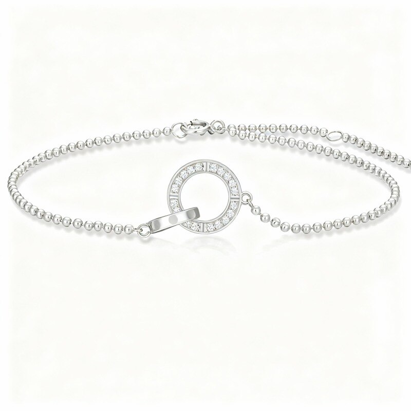 Bracelet à breloques en platine plaqué or blanc et diamant rond-1