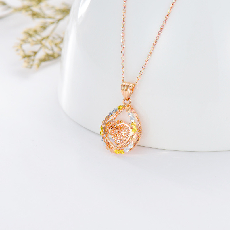 Collar con colgante de corazón de diamante en oro blanco de 18 quilates-3