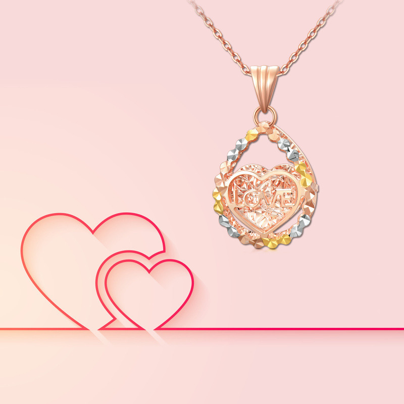 Collar con colgante de corazón de diamante en oro blanco de 18 quilates-5