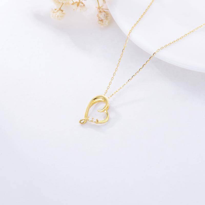 Collar con colgante de corazón de diamante en oro de 14 quilates-4