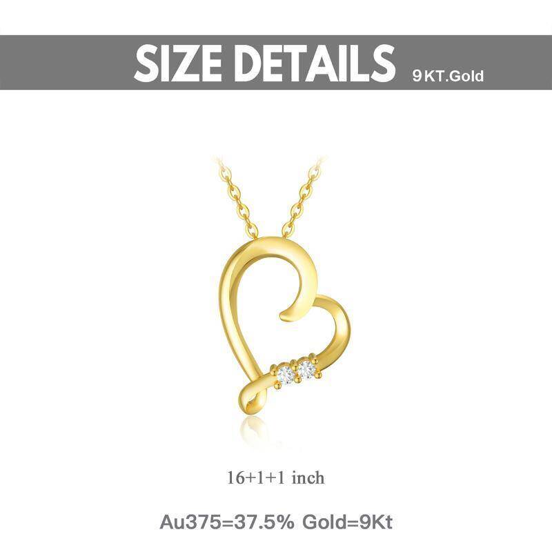 Collar con colgante de corazón de diamante en oro de 14 quilates-5