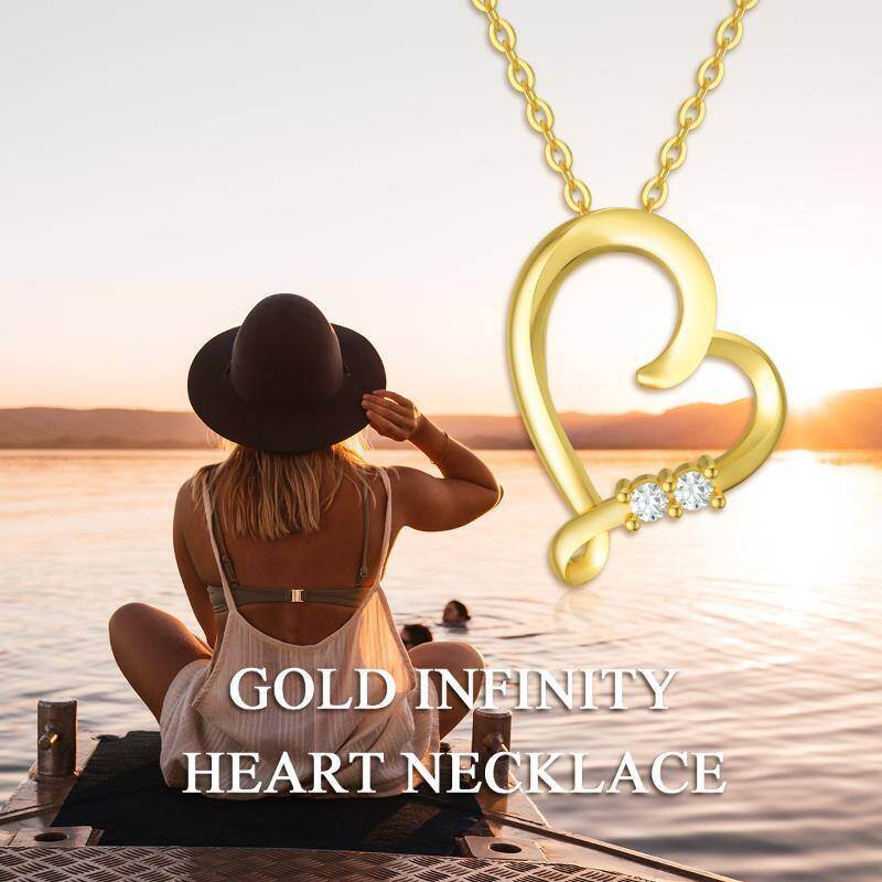 Collar con colgante de corazón de diamante en oro de 14 quilates-6