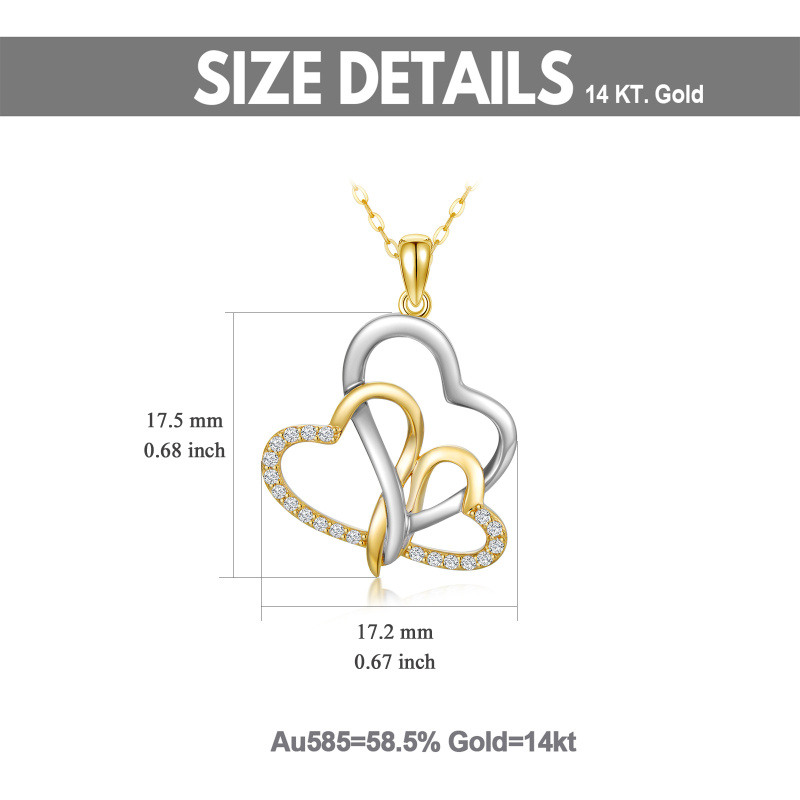 18K White Gold & Yellow Gold Diamond Interlocking Hearts Pendant Necklace-6