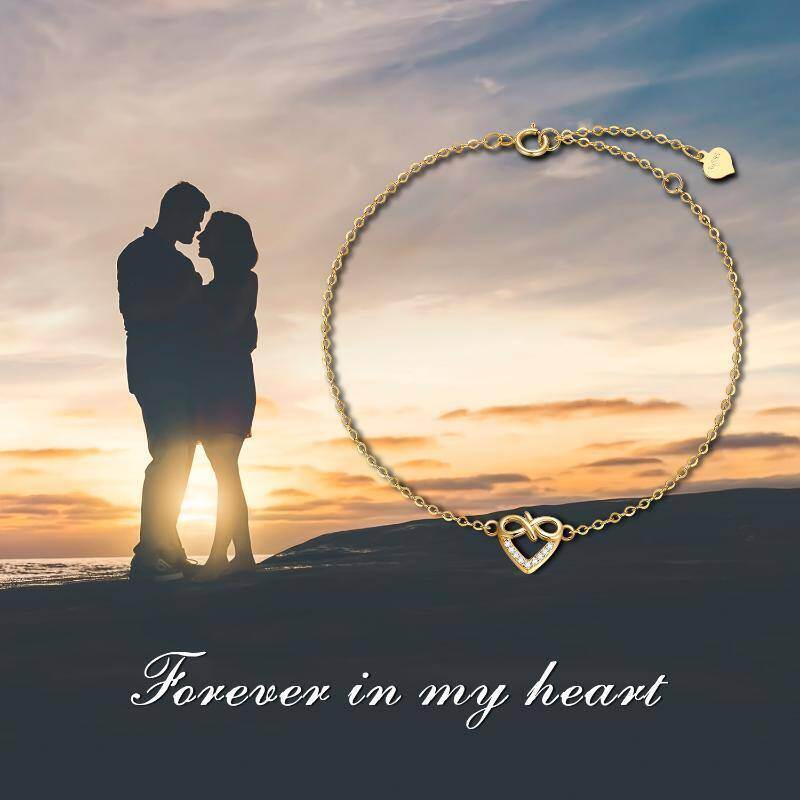 Pulsera con dije de símbolo infinito de oro de 14 quilates y diamantes-6