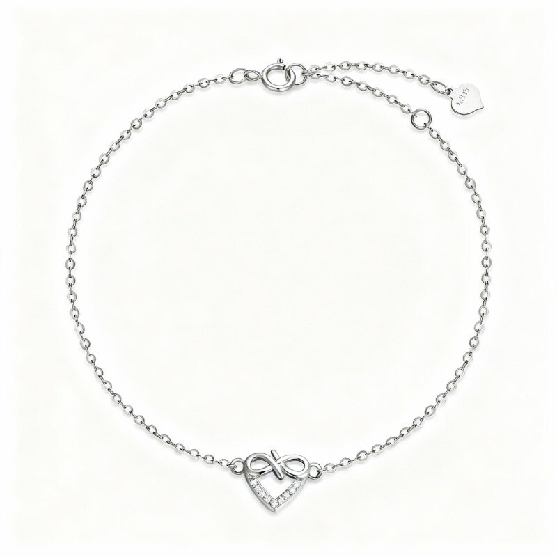 Pulsera de platino con dije de símbolo de infinito y diamantes chapados en oro blanco-1
