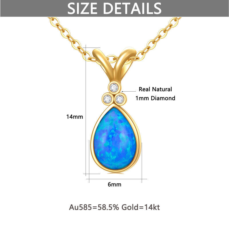 Halskette mit tropfenförmigem Anhänger aus 10-karätigem Weißgold mit Diamanten und Opal-5