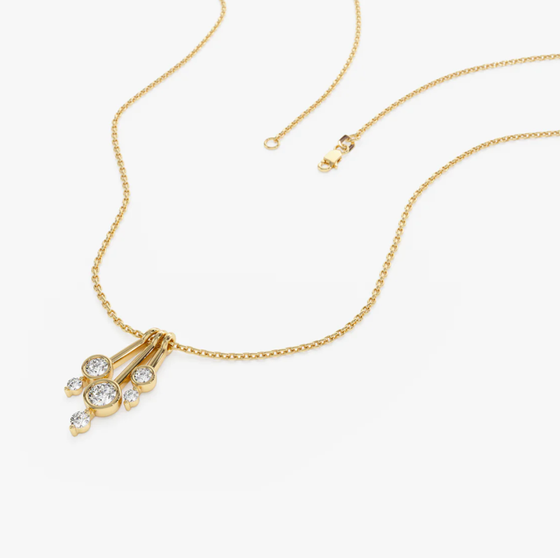 10K White Gold Diamond Pendant Necklace-4