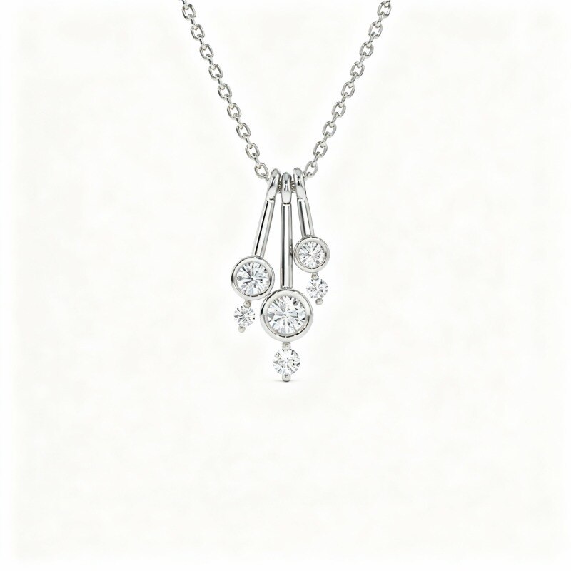 10K White Gold Diamond Pendant Necklace-1