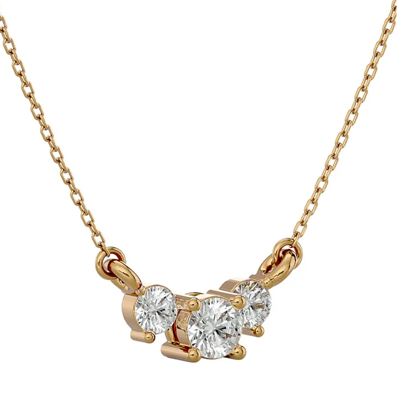 Collar de oro de 14 quilates con diamante redondo de 0,5 quilates-3