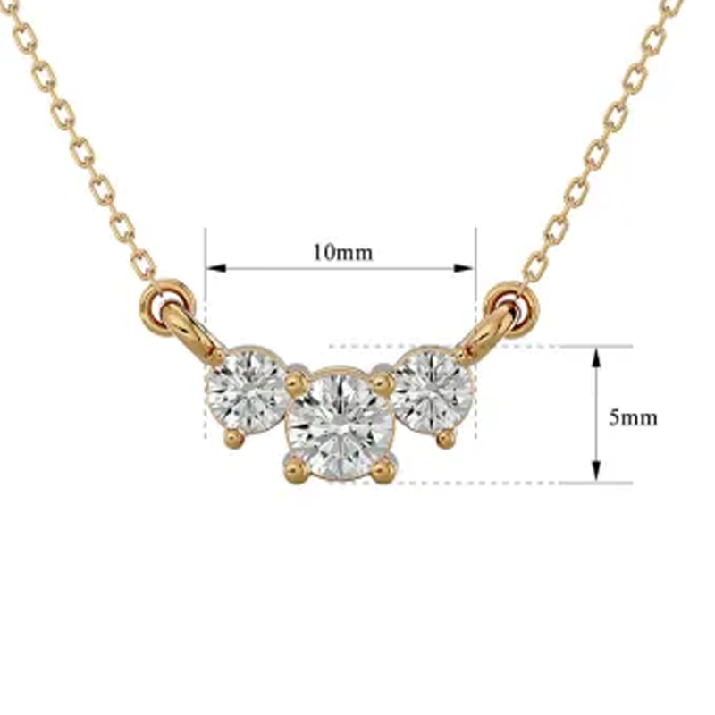 Collar de oro de 14 quilates con diamante redondo de 0,5 quilates-5