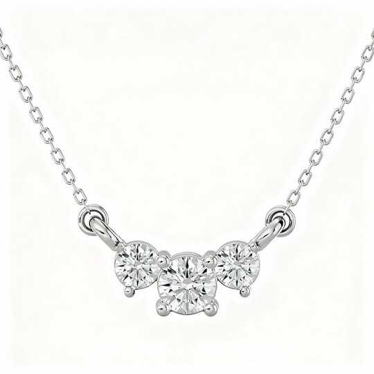 Collier pendentif rond en or blanc 9 carats et diamant