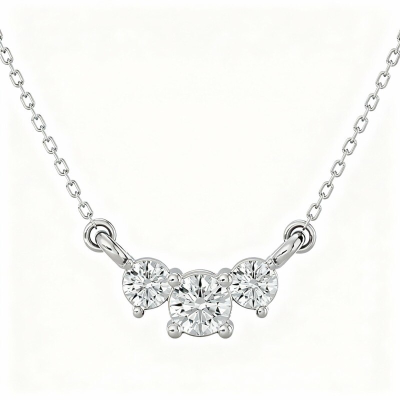 Collar con colgante redondo de diamante en oro blanco de 14 quilates-1