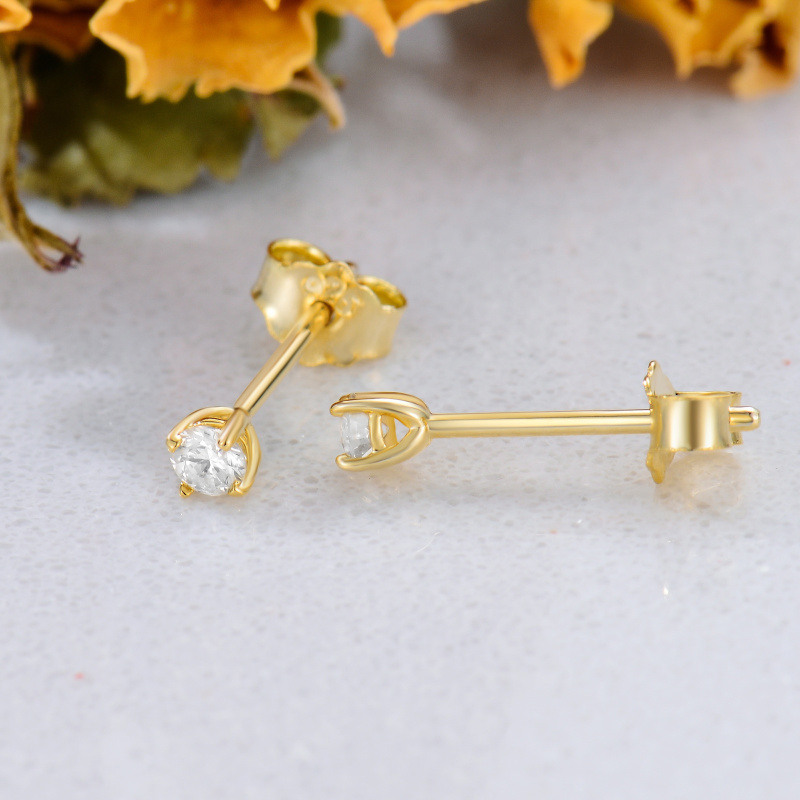 Boucles d'oreilles puces rondes en or 14 carats et diamants-4