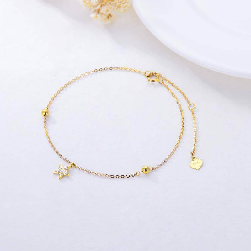 Pulsera con dije de estrella de oro blanco de 18 quilates y diamantes-3