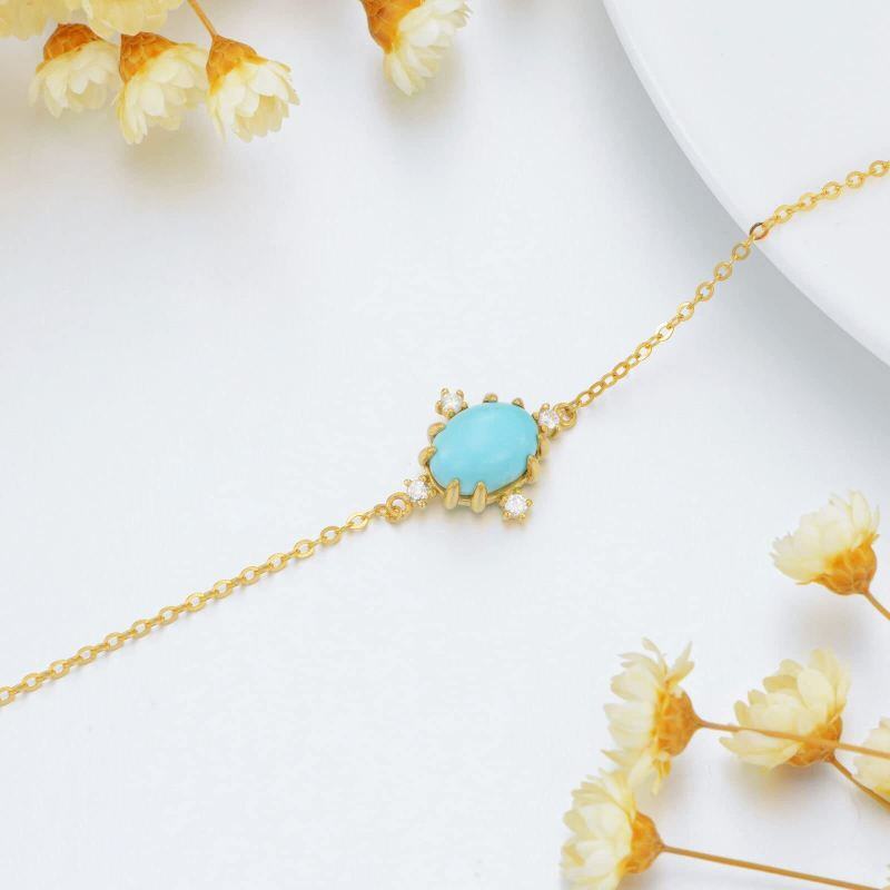 Pulseira com pendente em ouro 14K, diamante e turquesa-4