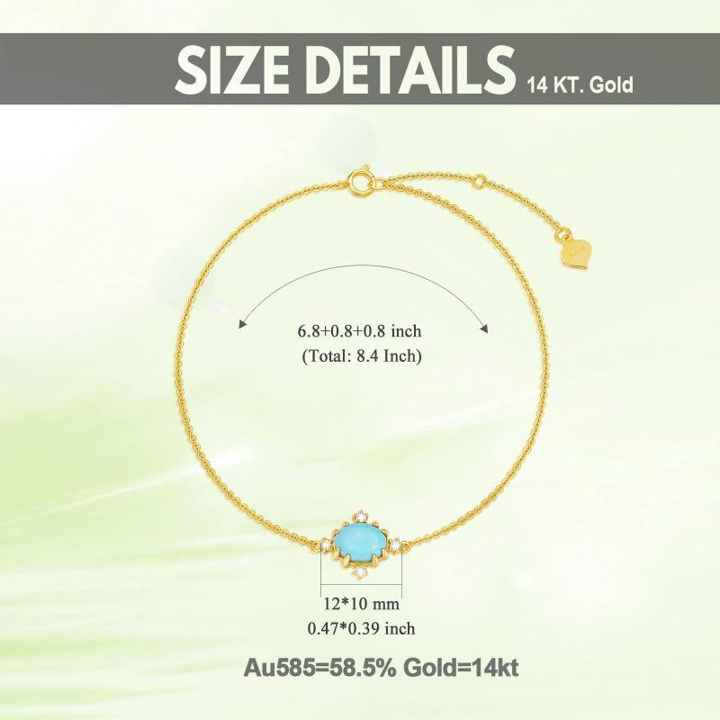 Pulseira com pendente em ouro 14K, diamante e turquesa-5
