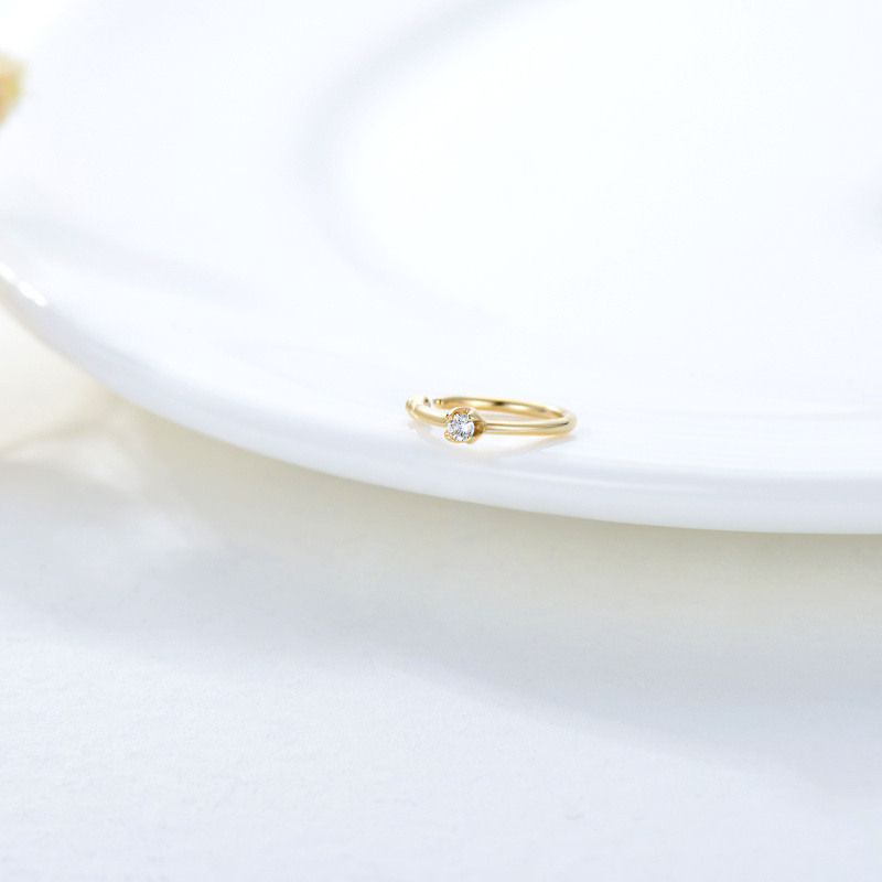 14K Gold Diamond Flowers Nose Ring-4