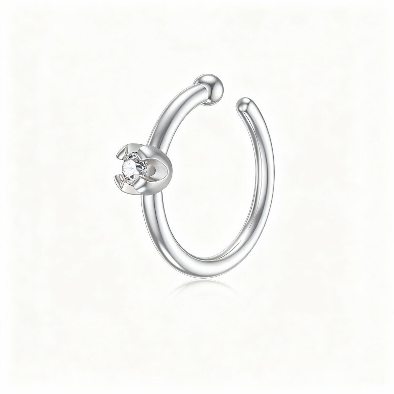 10K White Gold Diamond Wildflowers Nose Ring-13