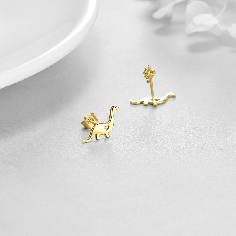 10K White Gold Dinosaur Stud Earrings-4