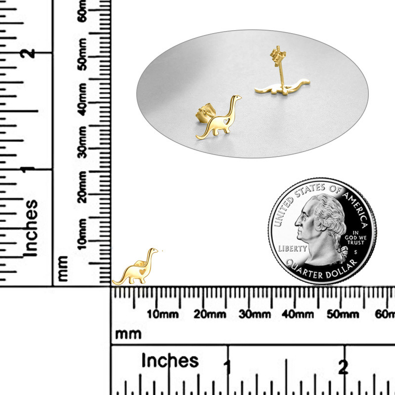 10K White Gold Dinosaur Stud Earrings-5