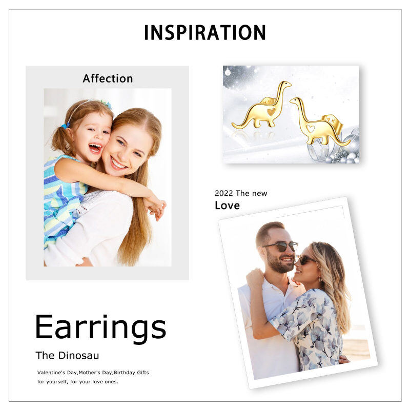 10K White Gold Dinosaur Stud Earrings-6