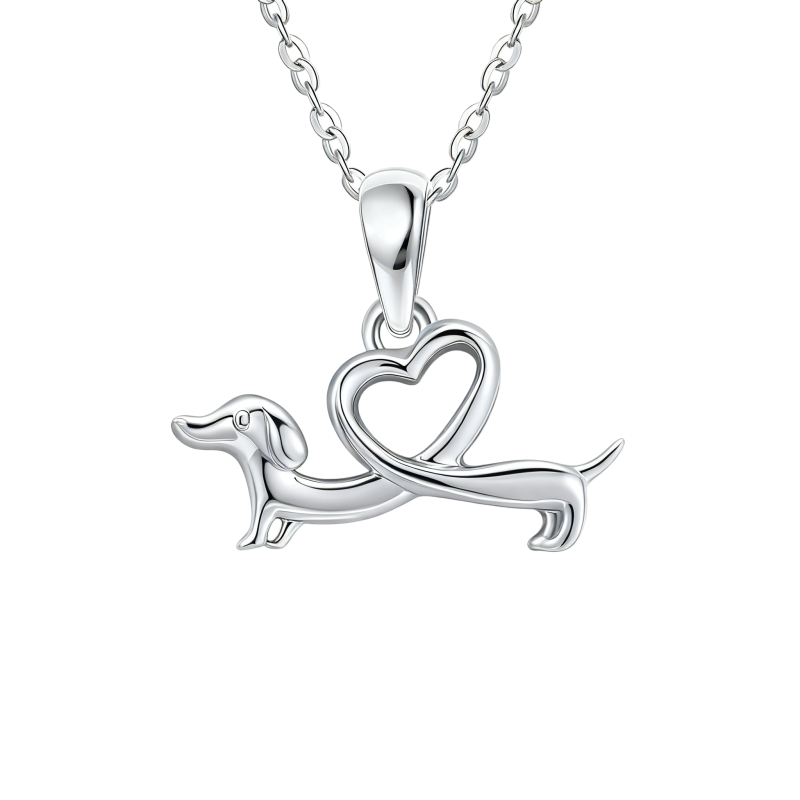 Collar con colgante de perro en oro blanco de 10 quilates-4