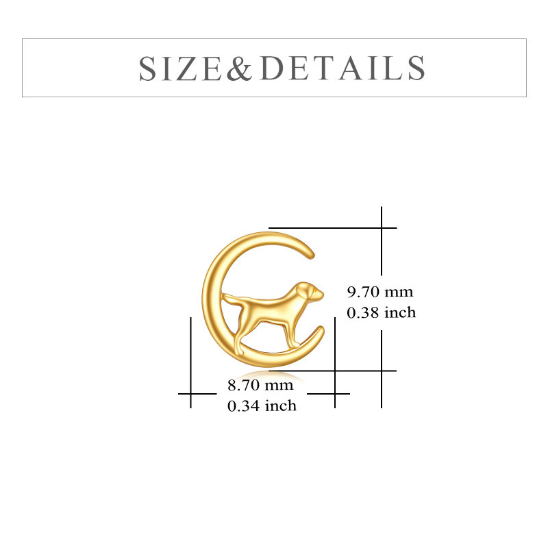 Pendientes de oro de 10 quilates con forma de perro-5
