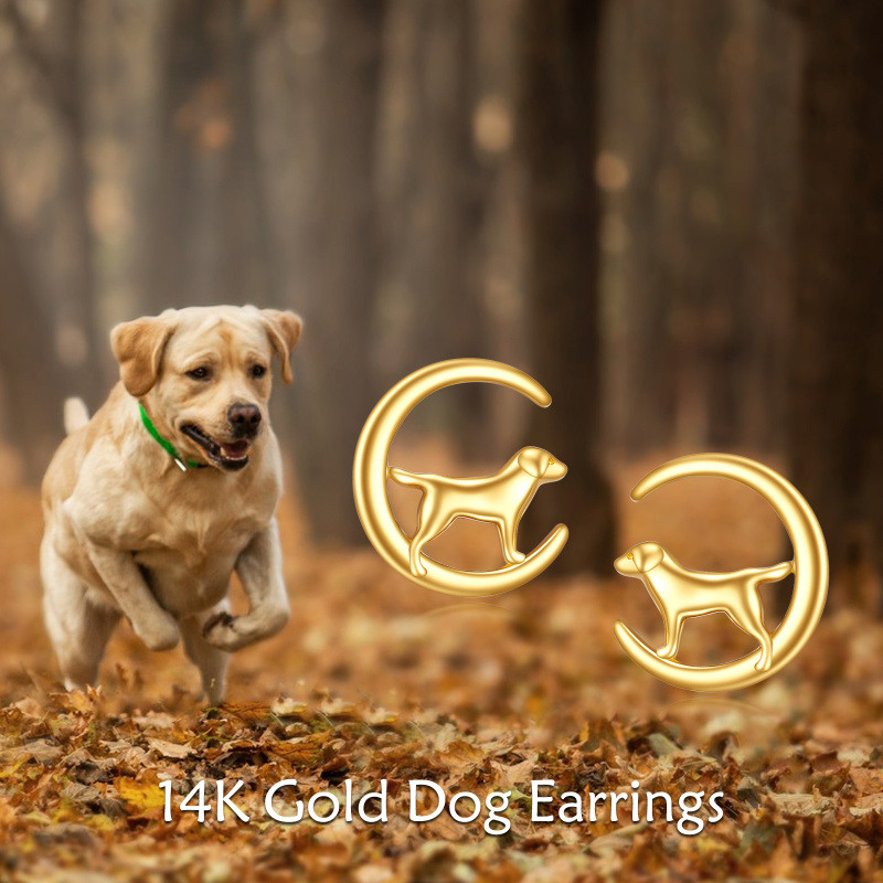 Pendientes de oro de 10 quilates con forma de perro-6