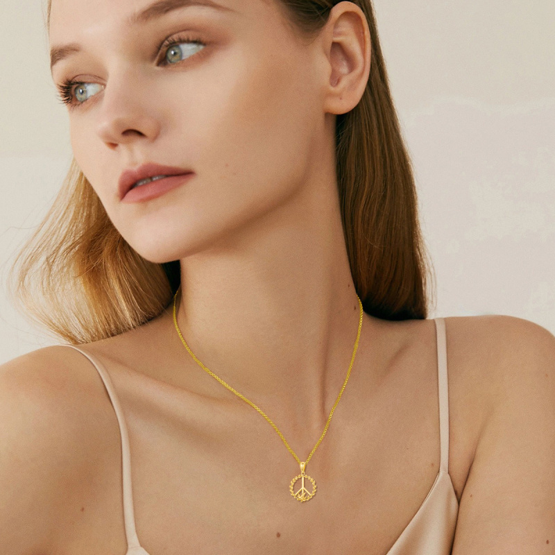Collier pendentif colombe en or rose 10 carats-2