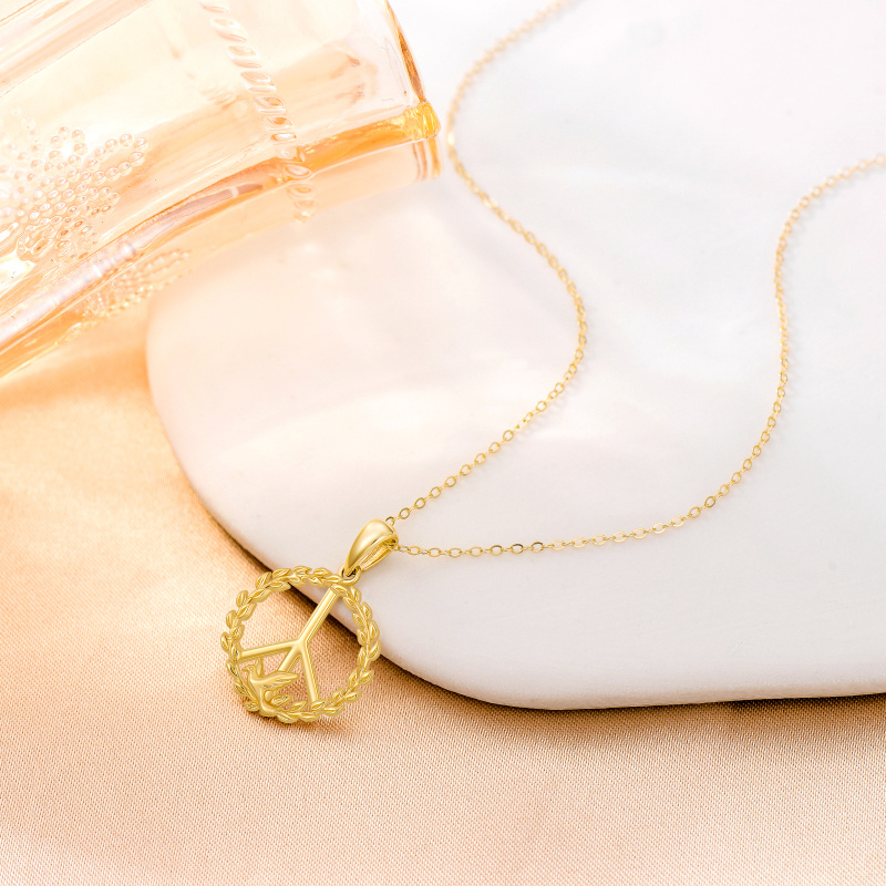 Collier pendentif colombe en or rose 10 carats-3