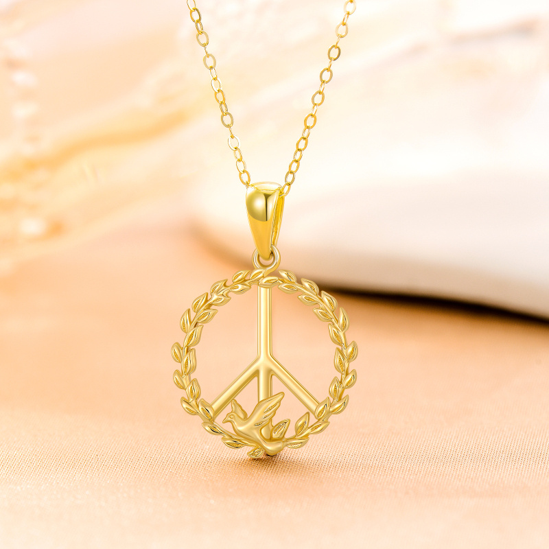 Collier pendentif colombe en or rose 10 carats-4