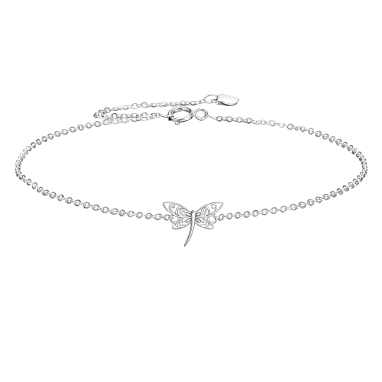 Pulsera con dije de libélula de oro blanco de 18 quilates