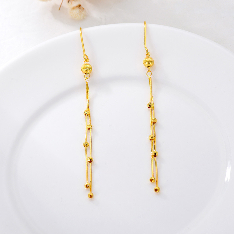 Pendientes colgantes de oro de 14 quilates para mujer-3