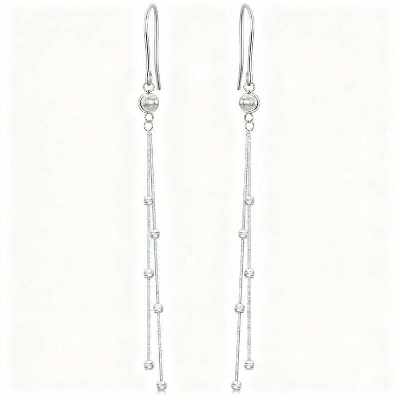 Platinum with White Gold Plated Drop Earrings-1