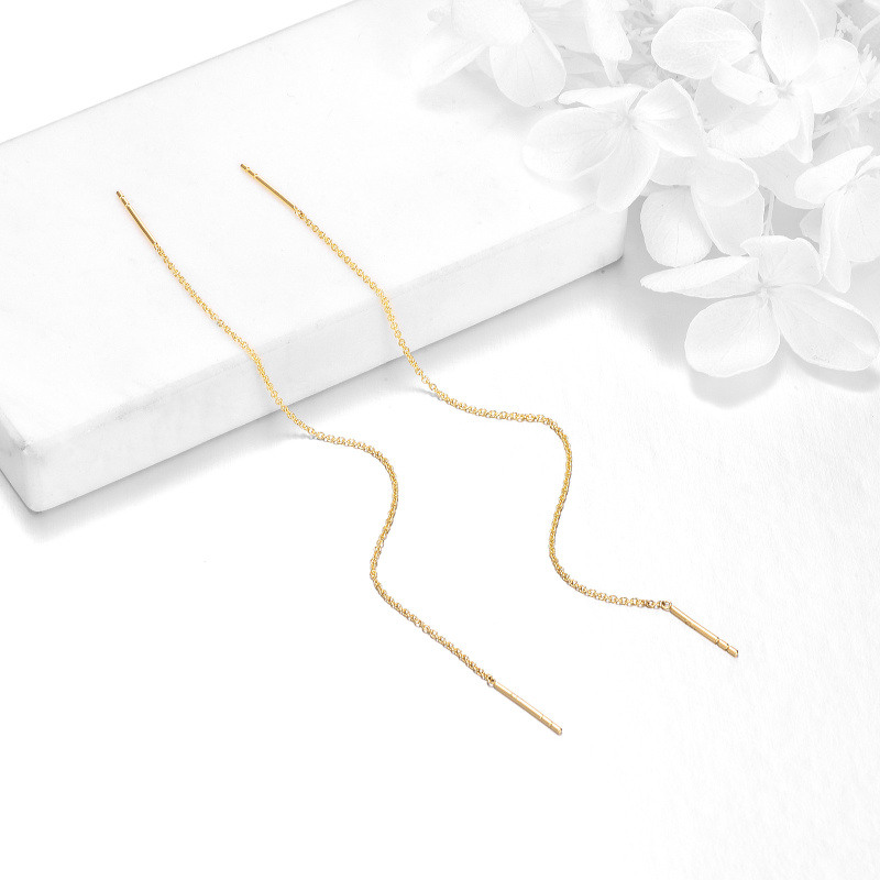 Boucles d'oreilles pendantes en or 14 carats-4