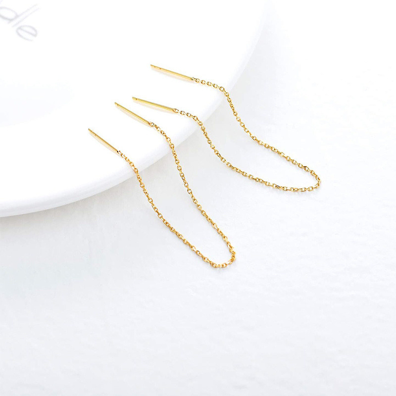 Boucles d'oreilles pendantes en or blanc 14 carats-3