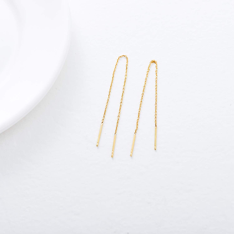 Boucles d'oreilles pendantes en or blanc 14 carats-4